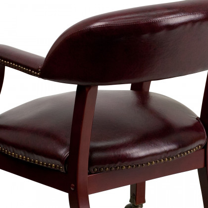 BLNK Sarah Vinyl Luxurious Conference Chair with Accent Nail Trim and Casters - Oxblood