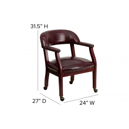BLNK Sarah Vinyl Luxurious Conference Chair with Accent Nail Trim and Casters - Oxblood