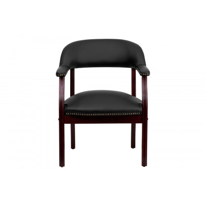 BLNK Diamond LeatherSoft Conference Chair with Accent Nail Trim - Black