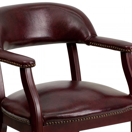 BLNK Diamond Vinyl Luxurious Conference Chair with Accent Nail Trim - Oxblood