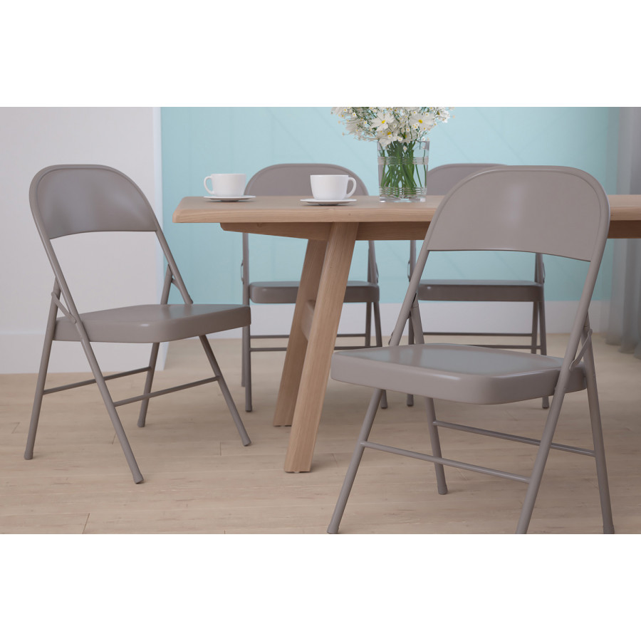 BLNK HERCULES Series Double Braced Metal Folding Chair - Beige