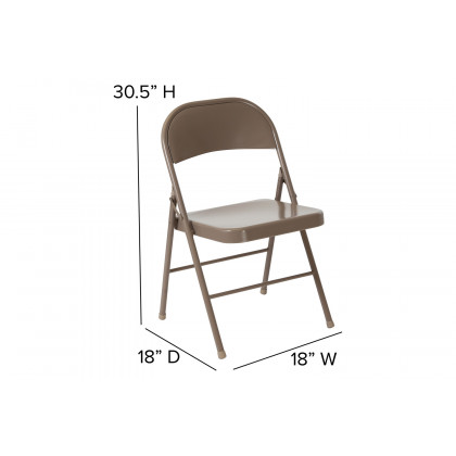 BLNK HERCULES Series Double Braced Metal Folding Chair - Beige