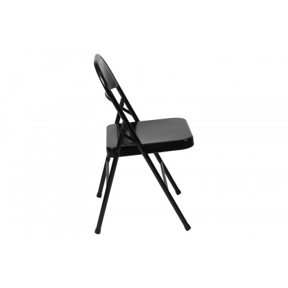 BLNK HERCULES Series Double Braced Metal Folding Chair - Black