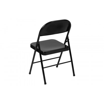 BLNK HERCULES Series Double Braced Metal Folding Chair - Black