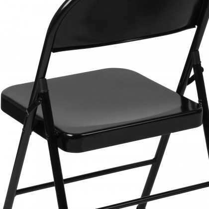 BLNK HERCULES Series Double Braced Metal Folding Chair - Black