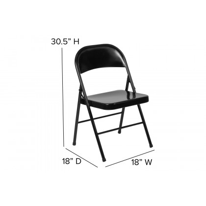 BLNK HERCULES Series Double Braced Metal Folding Chair - Black
