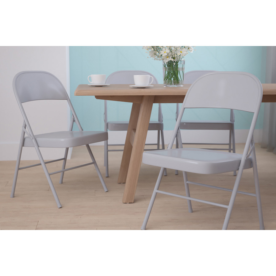 BLNK HERCULES Series Double Braced Metal Folding Chair - Gray