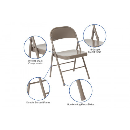 BLNK HERCULES Series Double Braced Metal Folding Chair - Gray