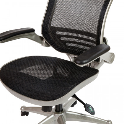 BLNK Warfield Mid-Back Mesh Executive Swivel Office Chair with Flip-Up Arms - Graphite Silver Frame