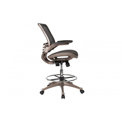 BLNK Waylon Mid-Back Mesh Drafting Chair with Flip-Up Arms - Melrose Gold Frame