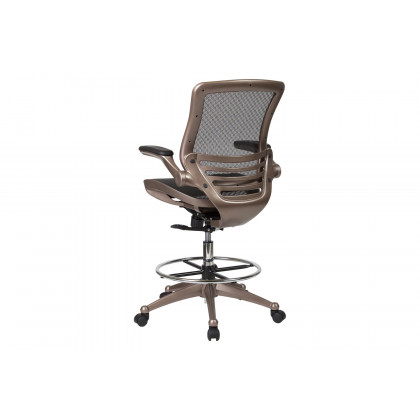 BLNK Waylon Mid-Back Mesh Drafting Chair with Flip-Up Arms - Melrose Gold Frame