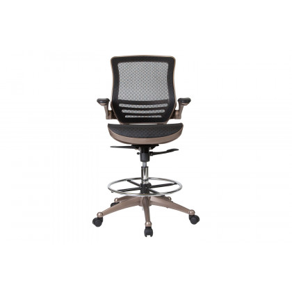 BLNK Waylon Mid-Back Mesh Drafting Chair with Flip-Up Arms - Melrose Gold Frame