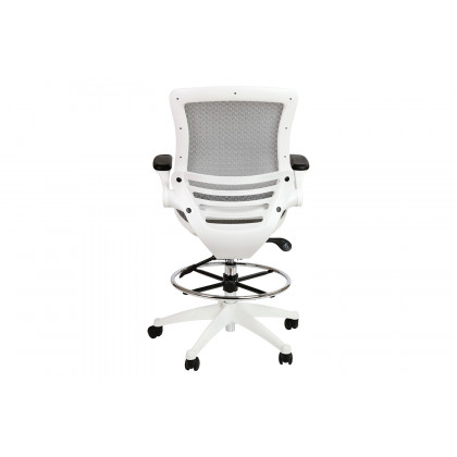 BLNK Waylon Mid-Back Mesh Drafting Chair with Flip-Up Arms - White Frame