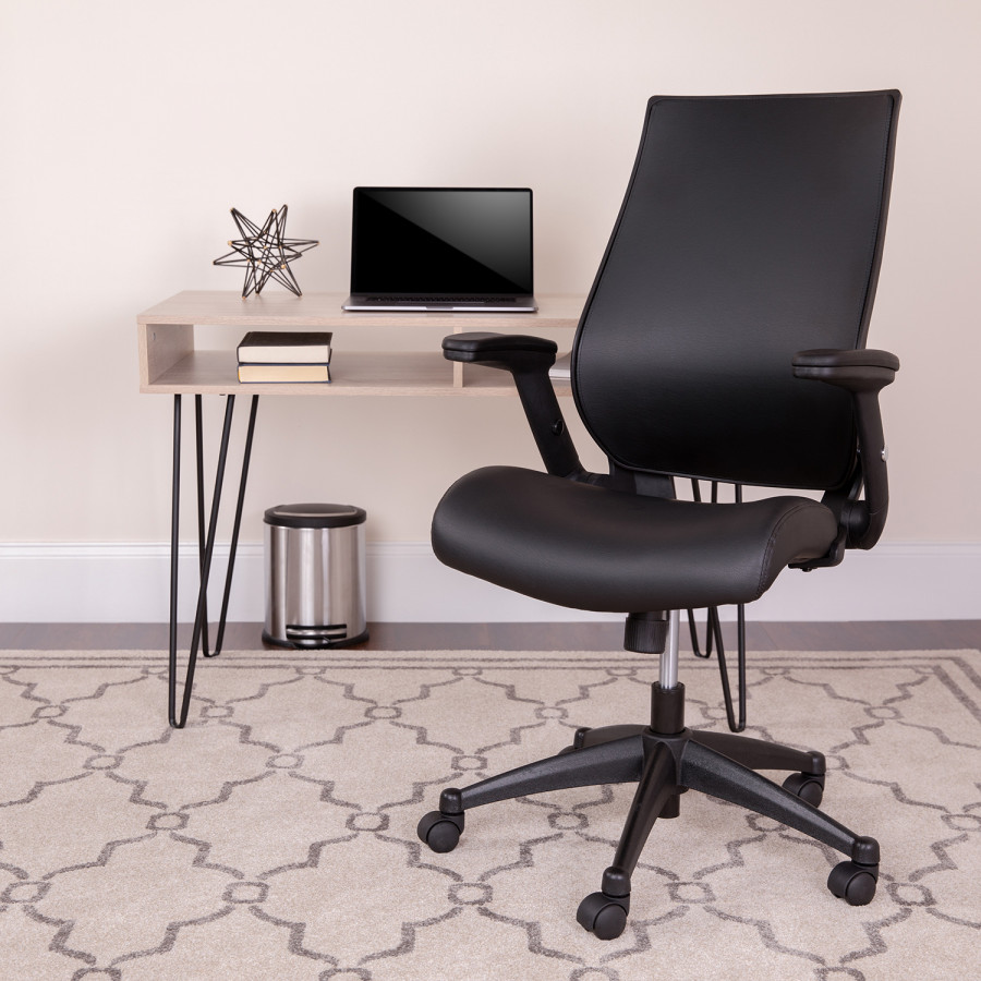 BLNK - Waylon LeatherSoft Waylon High-Back Executive Swivel Office Chair with Molded Foam Seat and Adjustable Arms
