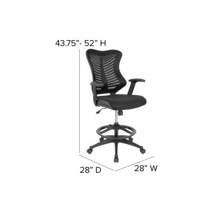 BLNK - Waylon Waylon High-Back Designer Mesh Drafting Chair with Sides and Adjustable Arms
