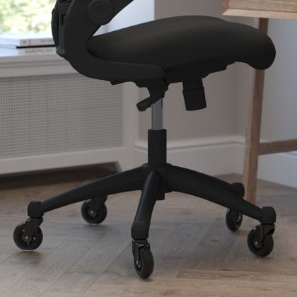 BLNK Kelista Mid-Back Mesh Swivel Ergonomic Task Office Chair with Flip-Up Arms and Transparent Roller Wheels - Black