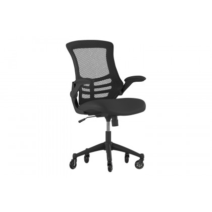 BLNK Kelista Mid-Back Mesh Swivel Ergonomic Task Office Chair with Flip-Up Arms and Transparent Roller Wheels - Black