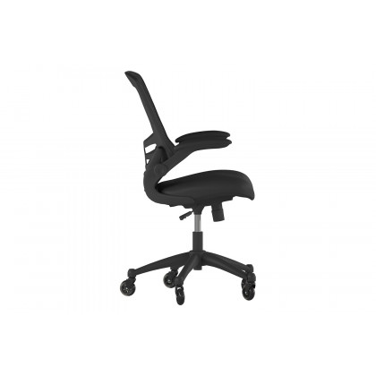 BLNK Kelista Mid-Back Mesh Swivel Ergonomic Task Office Chair with Flip-Up Arms and Transparent Roller Wheels - Black