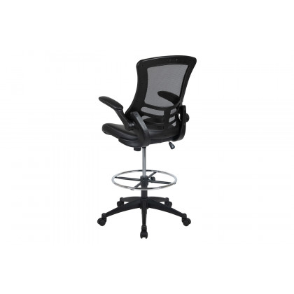 BLNK - Kelista Mid-Back Mesh Ergonomic Drafting Chair with Seat, Adjustable Foot Ring and Flip-Up Arms
