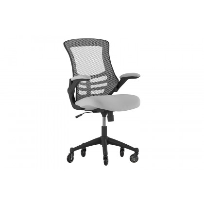 BLNK Kelista Mid-Back Mesh Swivel Ergonomic Task Office Chair with Flip-Up Arms and Transparent Roller Wheels - Dark Gray
