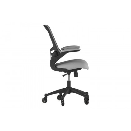 BLNK Kelista Mid-Back Mesh Swivel Ergonomic Task Office Chair with Flip-Up Arms and Transparent Roller Wheels - Dark Gray