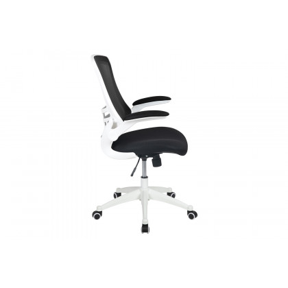 BLNK Kelista Mid-Back Mesh Swivel Ergonomic Task Office Chair with White Frame and Flip-Up Arms - Black