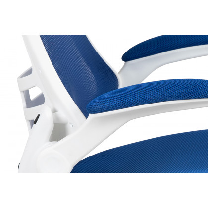 BLNK Kelista Mid-Back Mesh Swivel Ergonomic Task Office Chair with White Frame and Flip-Up Arms - Blue