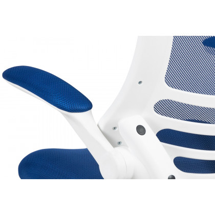 BLNK Kelista Mid-Back Mesh Swivel Ergonomic Task Office Chair with White Frame and Flip-Up Arms - Blue