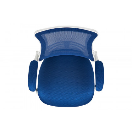 BLNK Kelista Mid-Back Mesh Swivel Ergonomic Task Office Chair with White Frame and Flip-Up Arms - Blue