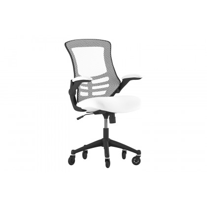 BLNK Kelista Mid-Back Mesh Swivel Ergonomic Task Office Chair with Flip-Up Arms and Transparent Roller Wheels - White