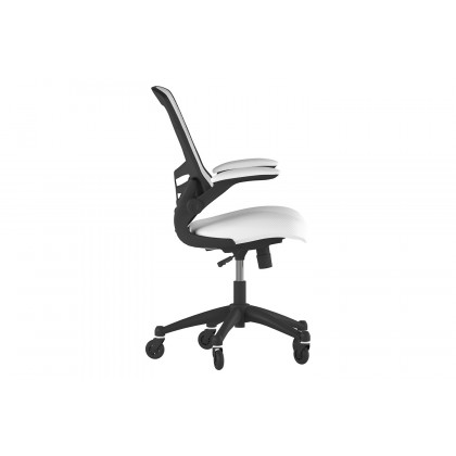 BLNK Kelista Mid-Back Mesh Swivel Ergonomic Task Office Chair with Flip-Up Arms and Transparent Roller Wheels - White