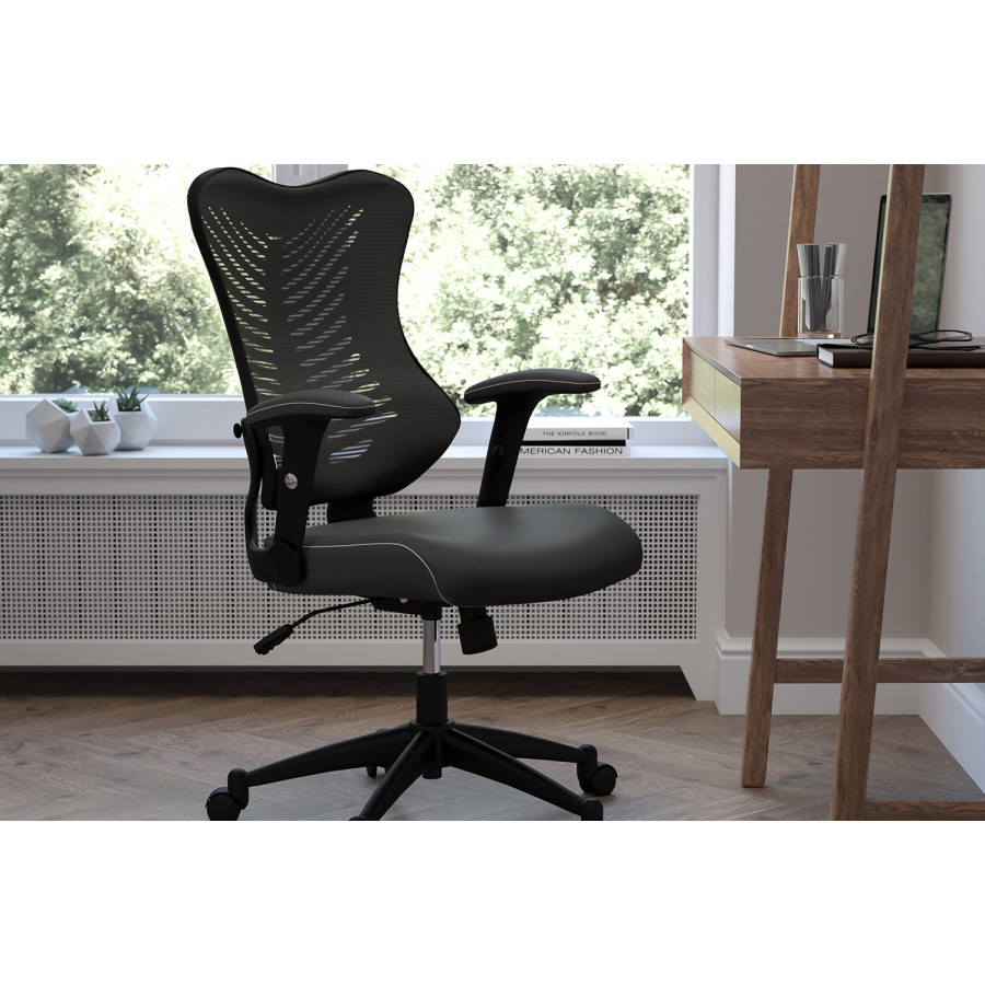 BLNK - Kale High-Back Designer Mesh Executive Swivel Ergonomic Office Chair with Seat and Adjustable Arms
