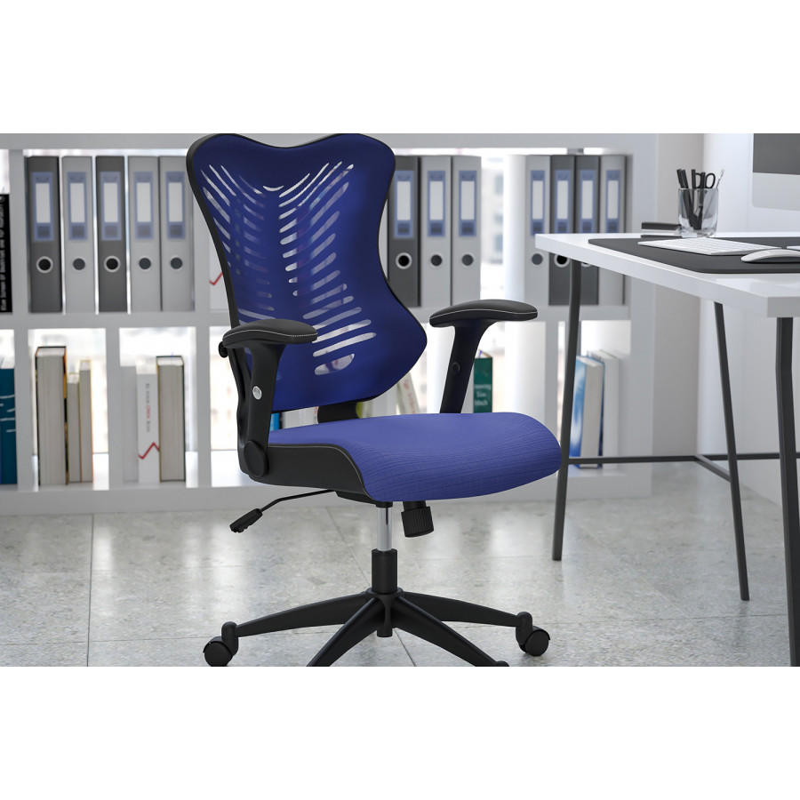 BLNK Kale High-Back Designer Mesh Executive Swivel Ergonomic Office Chair with Adjustable Arms - Blue