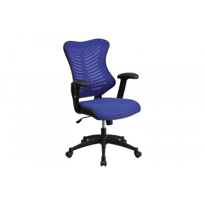 BLNK Kale High-Back Designer Mesh Executive Swivel Ergonomic Office Chair with Adjustable Arms - Blue
