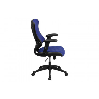 BLNK Kale High-Back Designer Mesh Executive Swivel Ergonomic Office Chair with Adjustable Arms - Blue