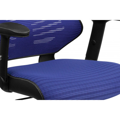BLNK Kale High-Back Designer Mesh Executive Swivel Ergonomic Office Chair with Adjustable Arms - Blue