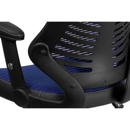 BLNK Kale High-Back Designer Mesh Executive Swivel Ergonomic Office Chair with Adjustable Arms - Blue