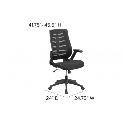 BLNK - Kale High-Back Designer Mesh Executive Swivel Ergonomic Office Chair with Height Adjustable Flip-Up Arms