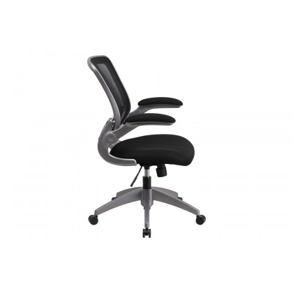 BLNK Kale Mid-Back Mesh Swivel Ergonomic Task Office Chair with Gray Frame and Flip-Up Arms - Black