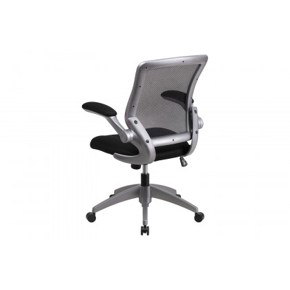 BLNK Kale Mid-Back Mesh Swivel Ergonomic Task Office Chair with Gray Frame and Flip-Up Arms - Black