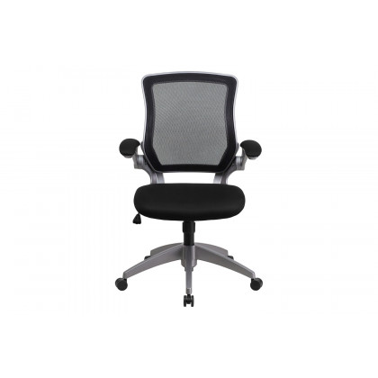 BLNK Kale Mid-Back Mesh Swivel Ergonomic Task Office Chair with Gray Frame and Flip-Up Arms - Black
