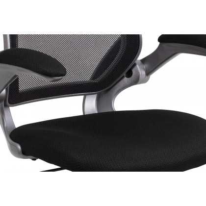 BLNK Kale Mid-Back Mesh Swivel Ergonomic Task Office Chair with Gray Frame and Flip-Up Arms - Black