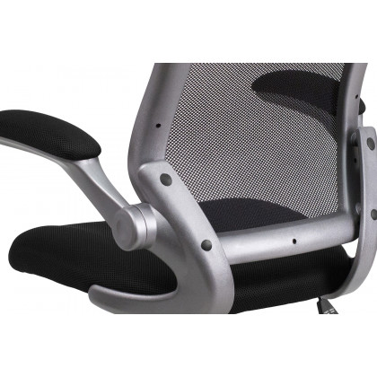 BLNK Kale Mid-Back Mesh Swivel Ergonomic Task Office Chair with Gray Frame and Flip-Up Arms - Black