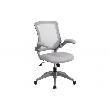 BLNK Kale Mid-Back Mesh Swivel Ergonomic Task Office Chair with Gray Frame and Flip-Up Arms - Gray