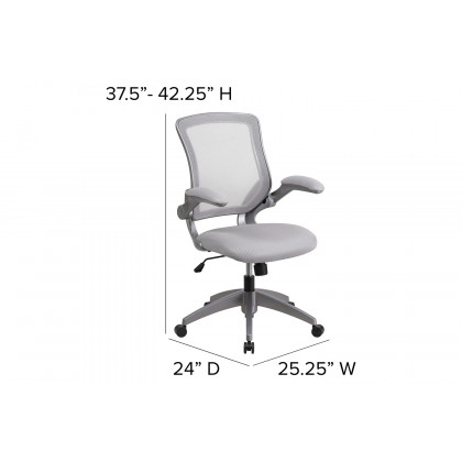 BLNK Kale Mid-Back Mesh Swivel Ergonomic Task Office Chair with Gray Frame and Flip-Up Arms - Gray