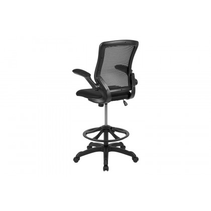 BLNK Kale Mid-Back Mesh Ergonomic Drafting Chair with Adjustable Foot Ring and Flip-Up Arms - Black