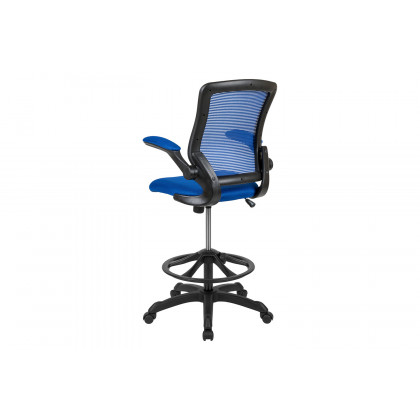 BLNK Kale Mid-Back Mesh Ergonomic Drafting Chair with Adjustable Foot Ring and Flip-Up Arms - Blue