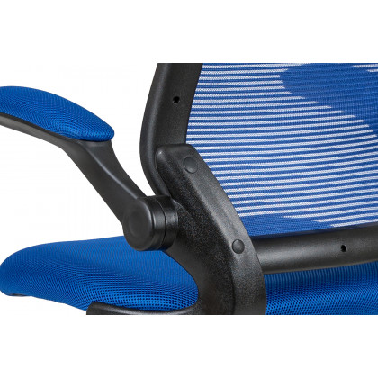 BLNK Kale Mid-Back Mesh Ergonomic Drafting Chair with Adjustable Foot Ring and Flip-Up Arms - Blue