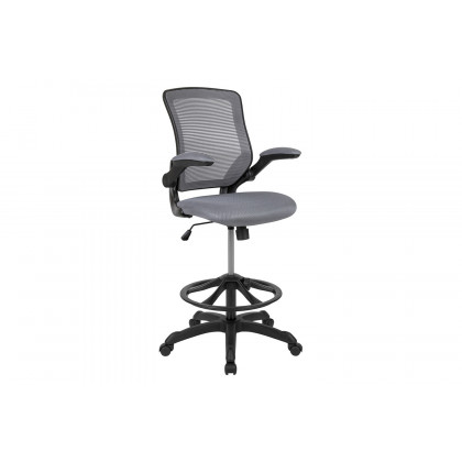 BLNK Kale Mid-Back Mesh Ergonomic Drafting Chair with Adjustable Foot Ring and Flip-Up Arms - Dark Gray