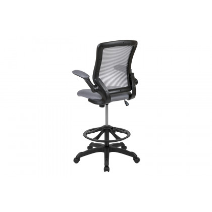 BLNK Kale Mid-Back Mesh Ergonomic Drafting Chair with Adjustable Foot Ring and Flip-Up Arms - Dark Gray